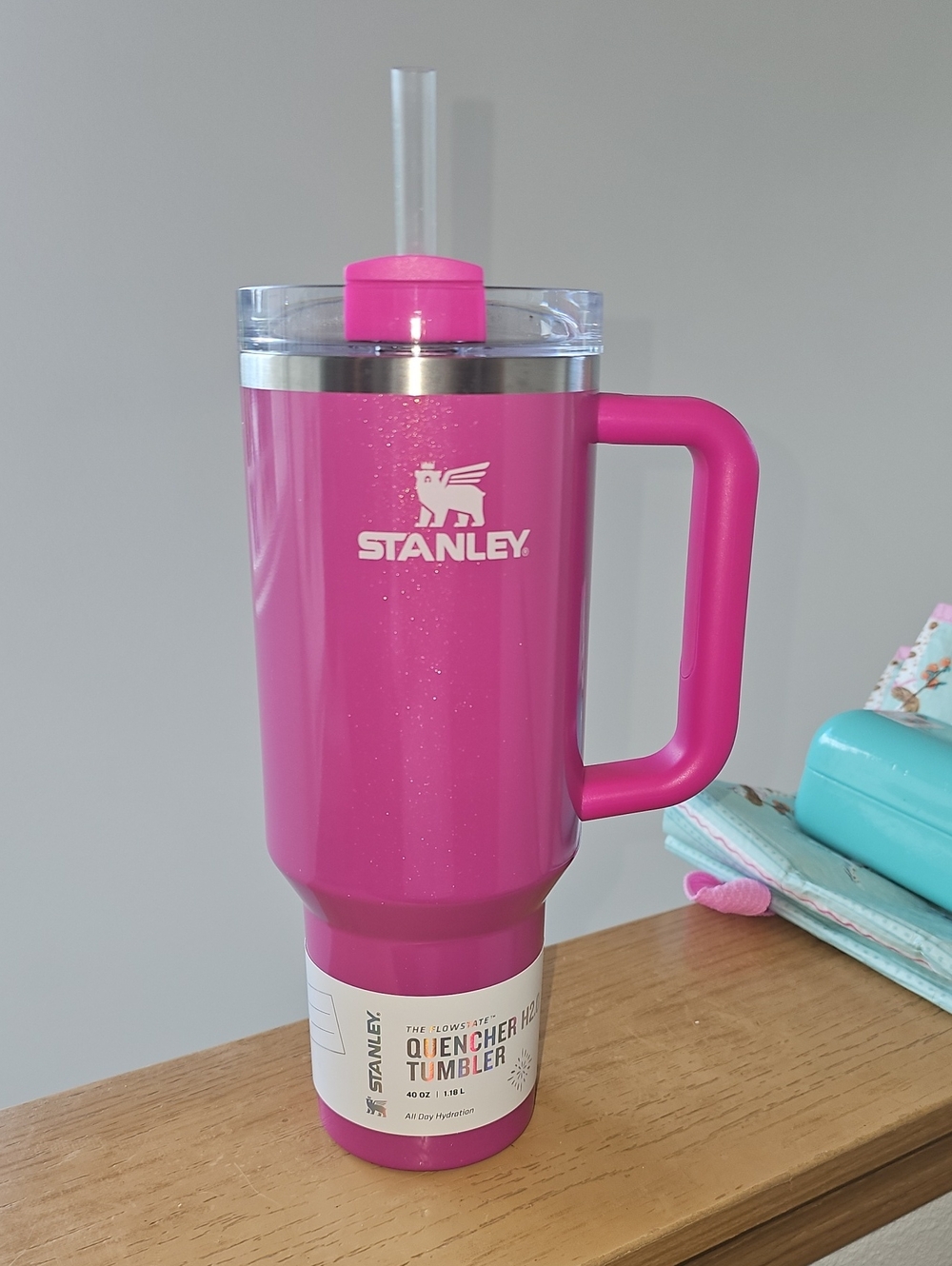 Stanley Pink Insulated Tumbler with Handle and Straw